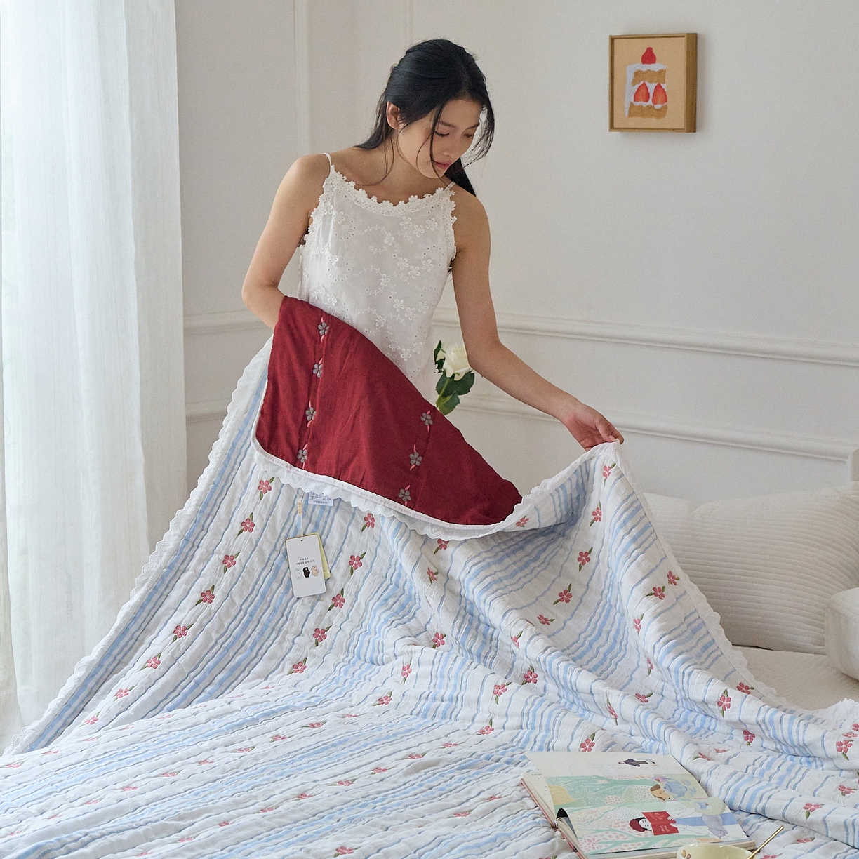 91家纺网 家纺一手货源 找家纺 沐瑟家纺 2026新款A类全棉纱布泡芙被春秋被被被子被芯 清花