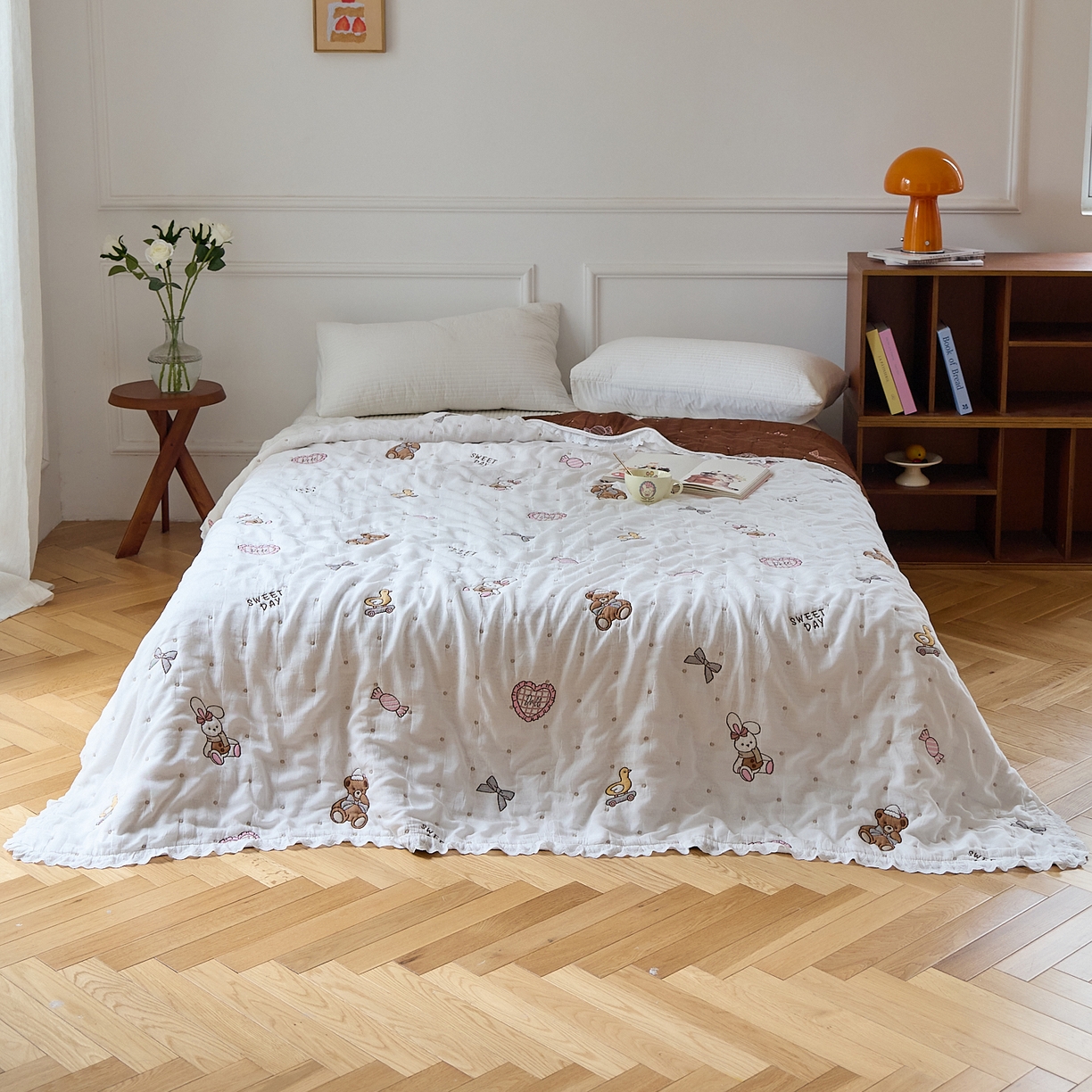 91家纺网 家纺一手货源 找家纺 沐瑟家纺 2026新款A类全棉纱布泡芙被春秋被被被子被芯 糖果玩偶