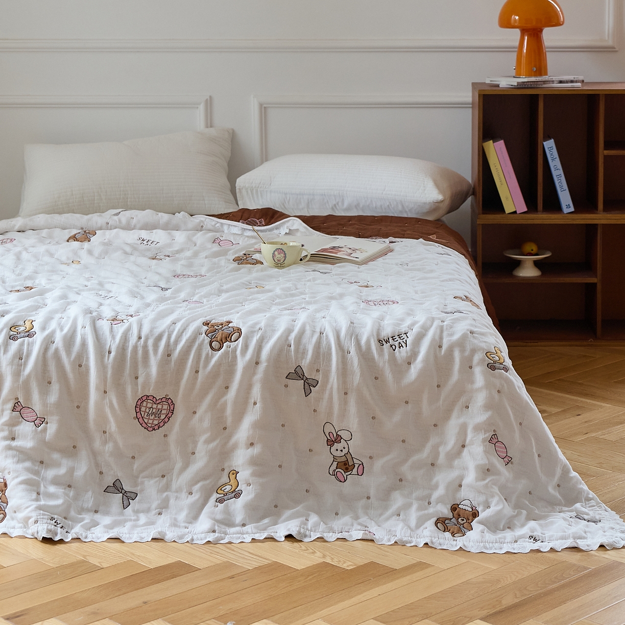 91家纺网 家纺一手货源 找家纺 沐瑟家纺 2026新款A类全棉纱布泡芙被春秋被被被子被芯 糖果玩偶