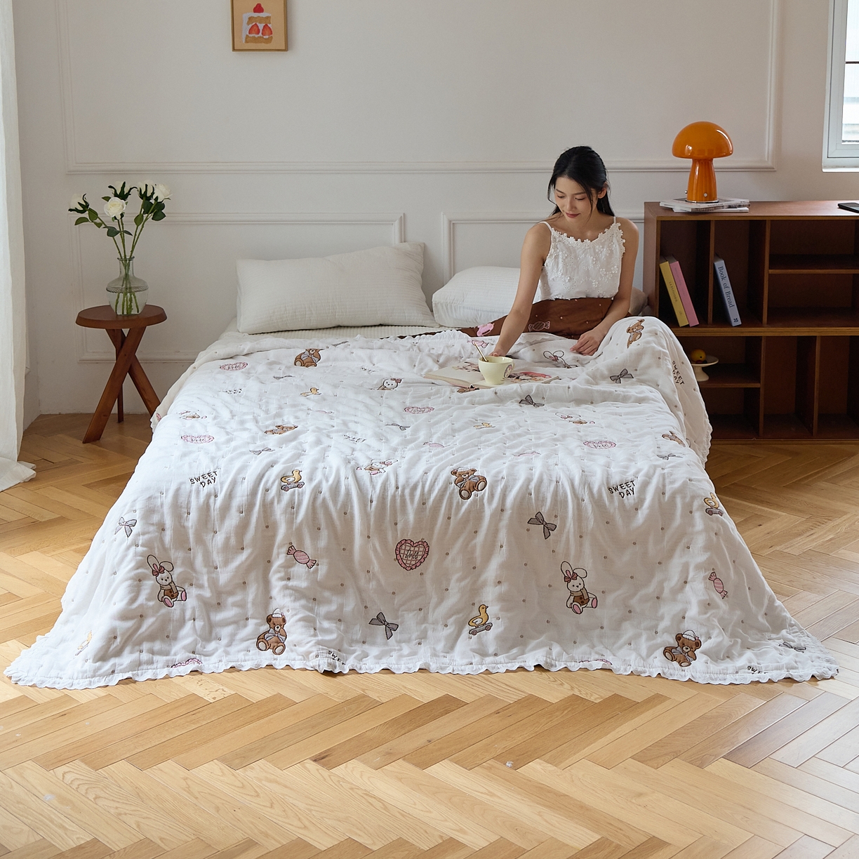 91家纺网 家纺一手货源 找家纺 沐瑟家纺 2026新款A类全棉纱布泡芙被春秋被被被子被芯 糖果玩偶