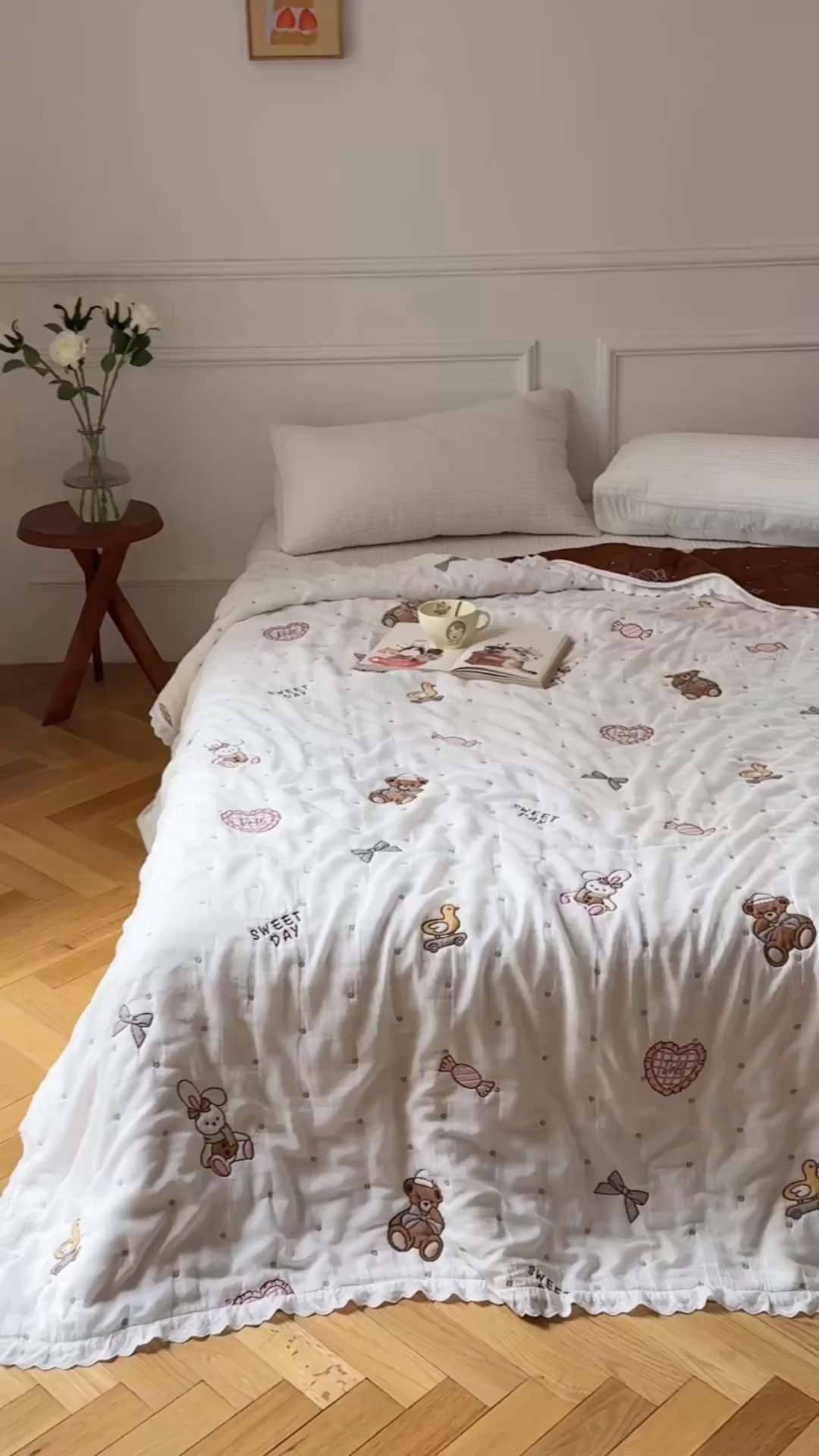 91家纺网 家纺一手货源 找家纺 沐瑟家纺 2026新款A类全棉纱布泡芙被春秋被被被子被芯 糖果玩偶