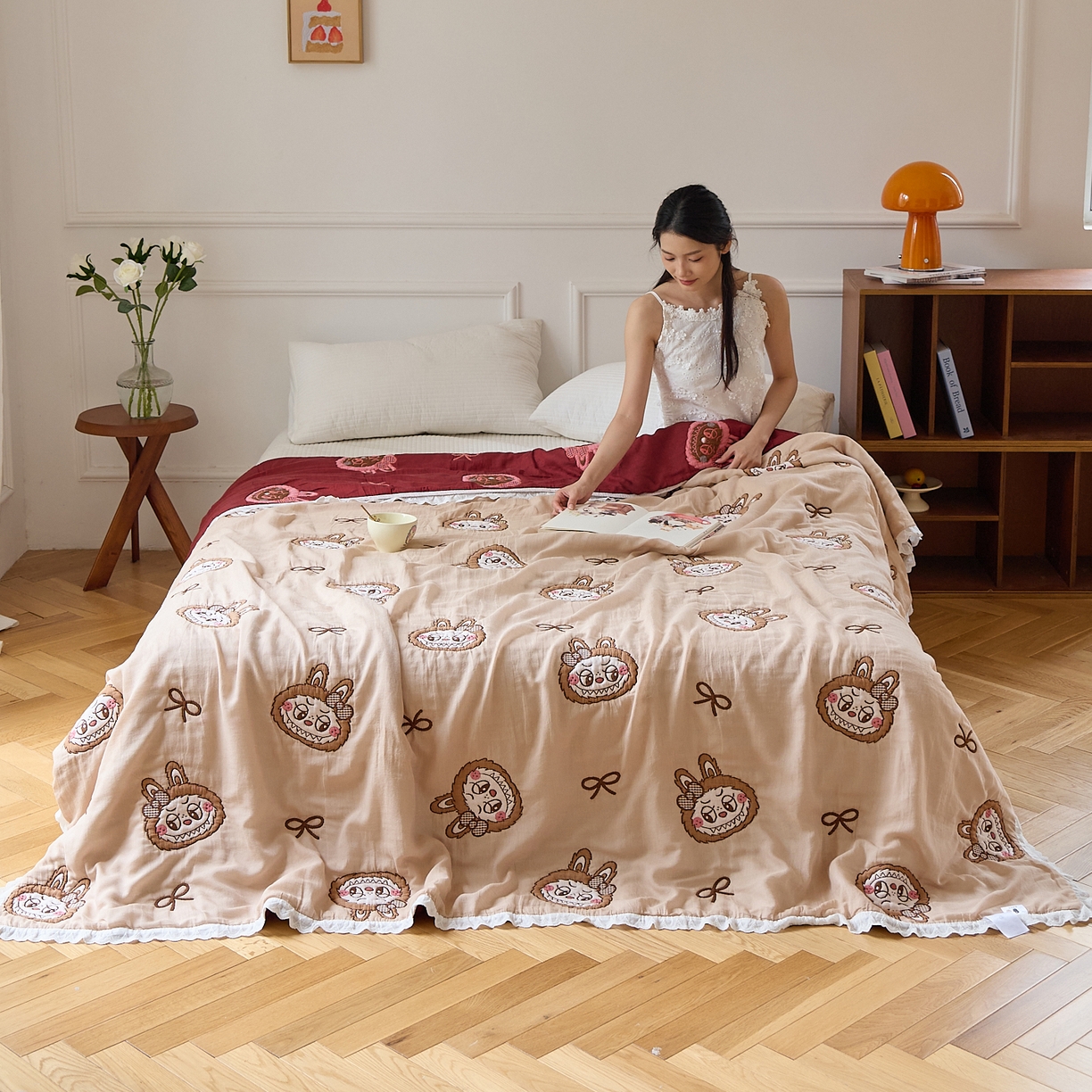 91家纺网 家纺一手货源 找家纺 沐瑟家纺 2026新款A类全棉纱布泡芙被春秋被被被子被芯 小拉布布