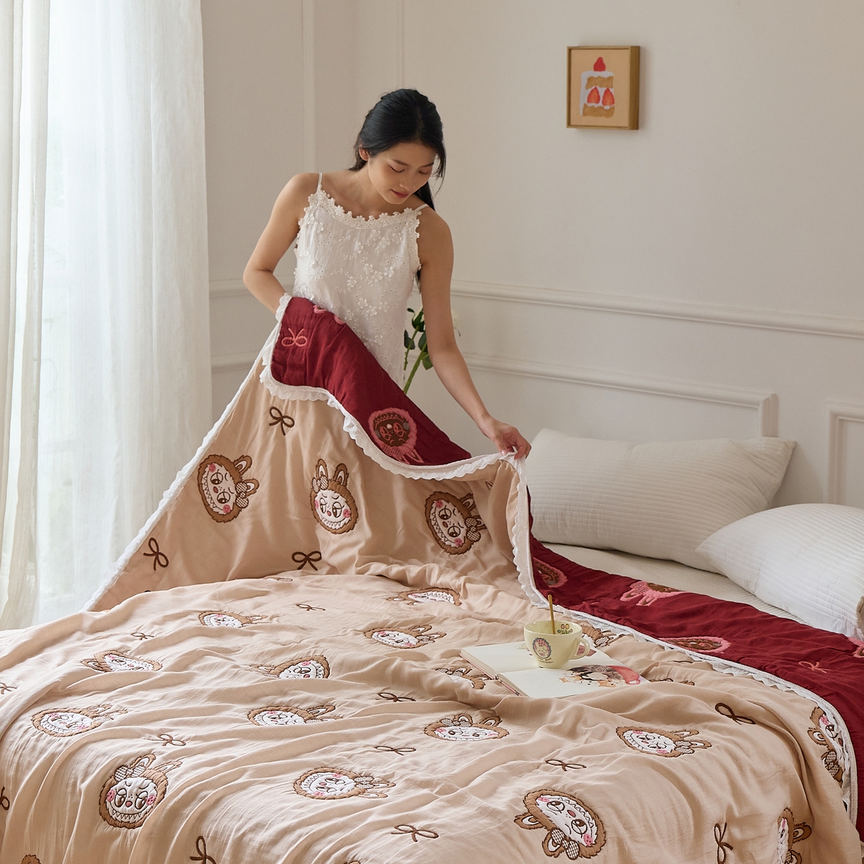 91家纺网 家纺一手货源 找家纺 沐瑟家纺 2026新款A类全棉纱布泡芙被春秋被被被子被芯 小拉布布