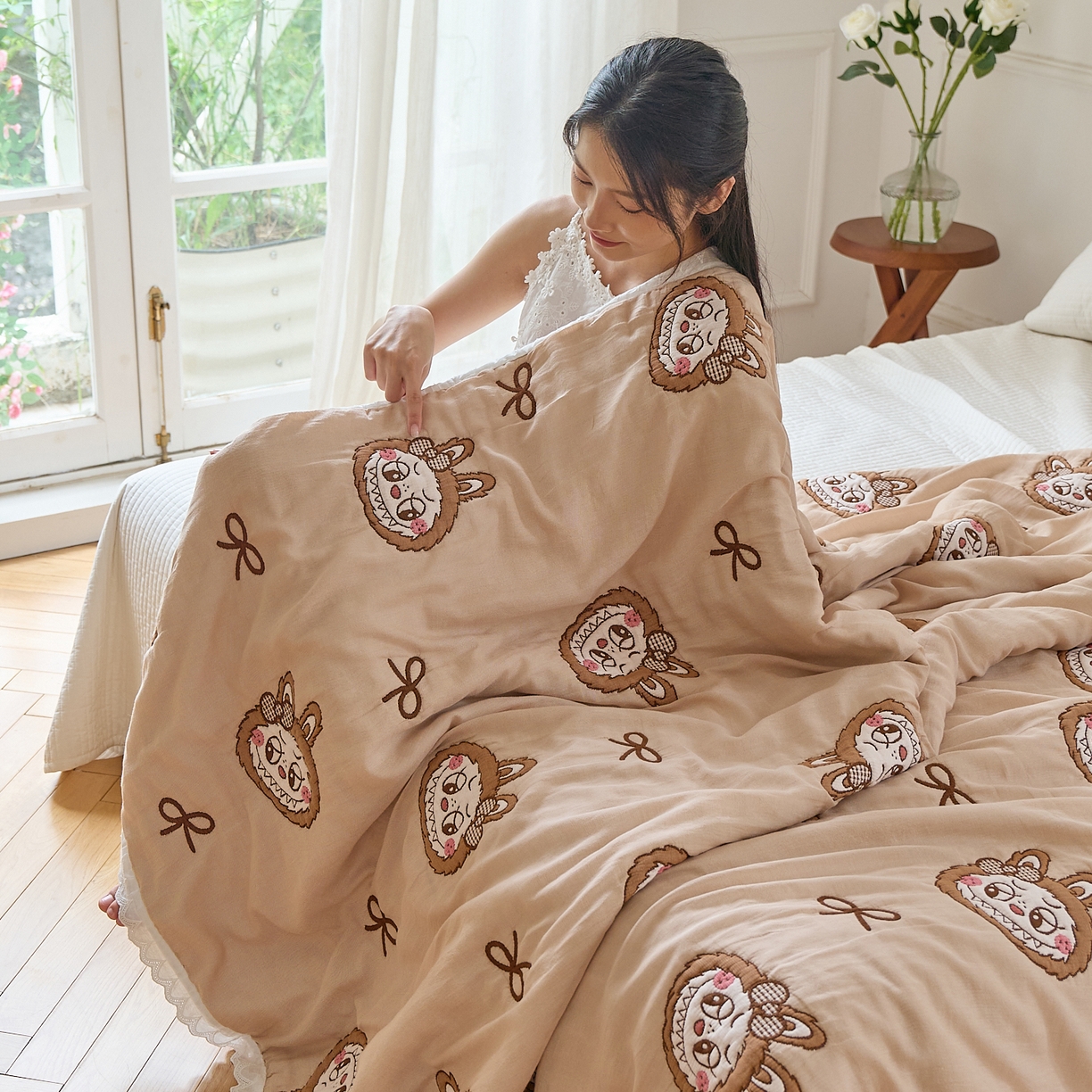 91家纺网 家纺一手货源 找家纺 沐瑟家纺 2026新款A类全棉纱布泡芙被春秋被被被子被芯 小拉布布