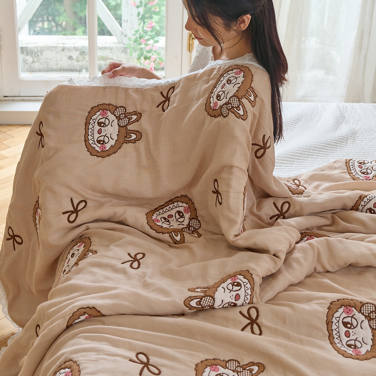 91家纺网 家纺一手货源 找家纺 沐瑟家纺 2026新款A类全棉纱布泡芙被春秋被被被子被芯 小拉布布