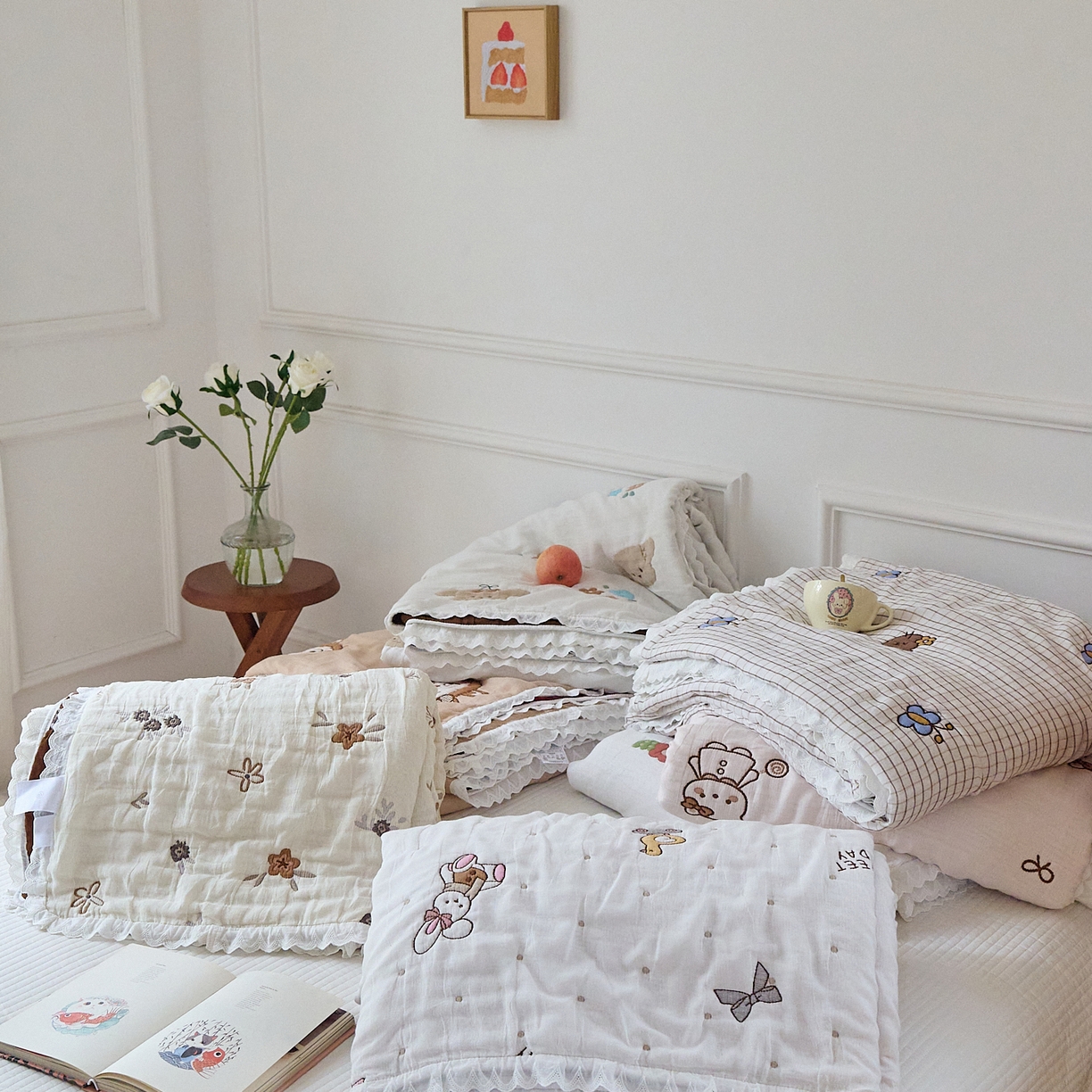 91家纺网 家纺一手货源 找家纺 沐瑟家纺 2026新款A类全棉纱布泡芙被春秋被被被子被芯 组合图