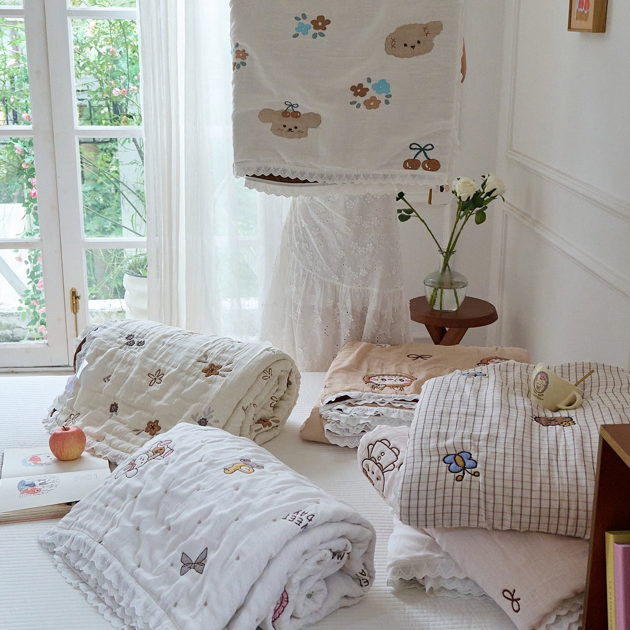 91家纺网 家纺一手货源 找家纺 沐瑟家纺 2026新款A类全棉纱布泡芙被春秋被被被子被芯 组合图