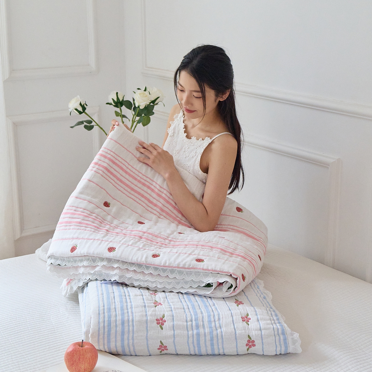 91家纺网 家纺一手货源 找家纺 沐瑟家纺 2026新款A类全棉纱布泡芙被春秋被被被子被芯 组合图