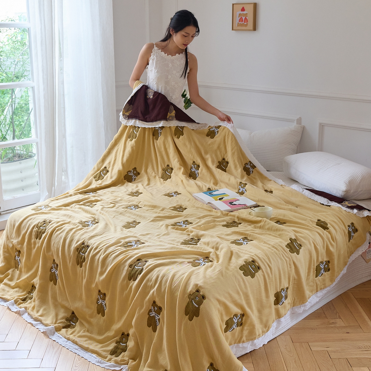 91家纺网 家纺一手货源 找家纺 （总）沐瑟家纺 2026新款A类全棉纱布泡芙被夏被被子被芯