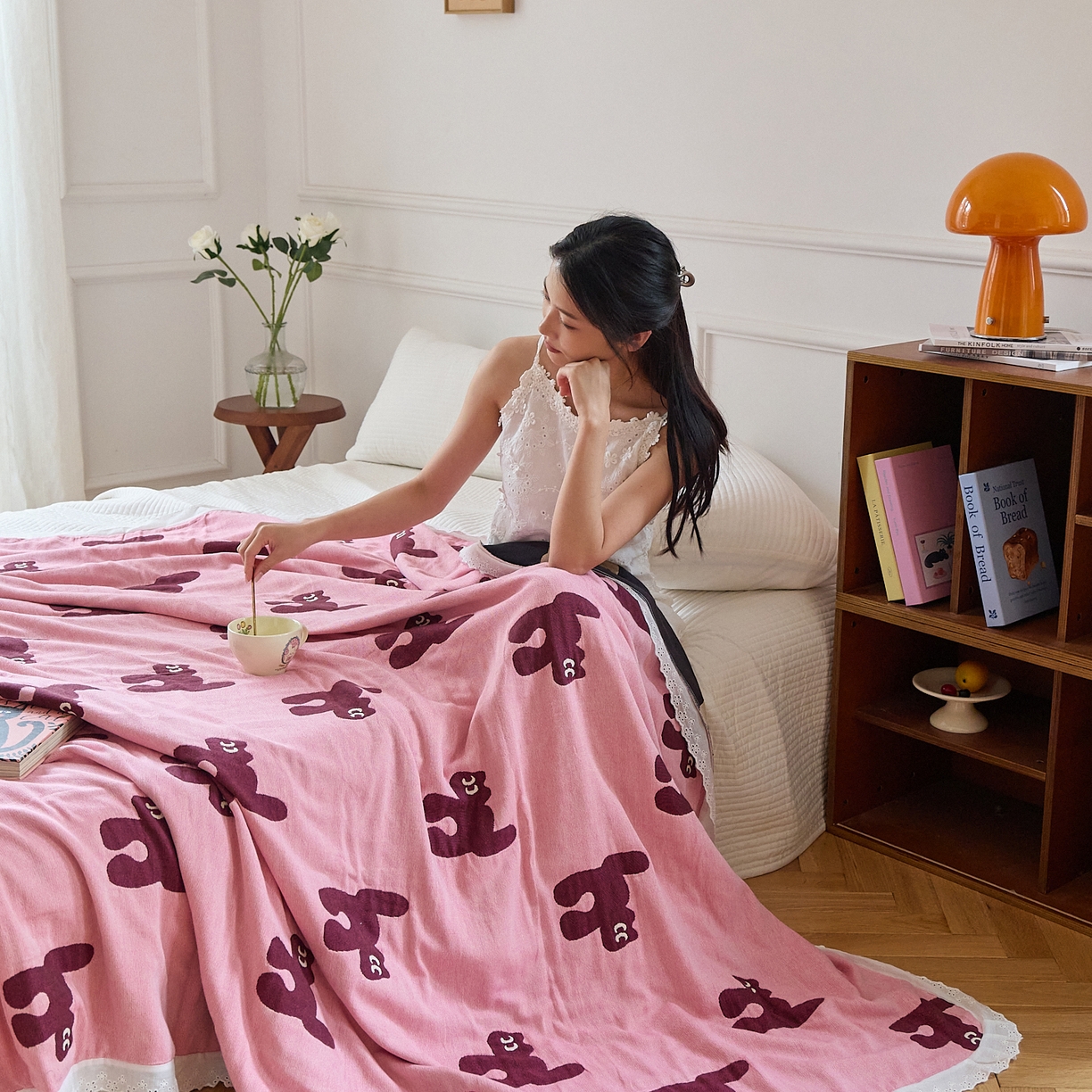 91家纺网 家纺一手货源 找家纺 沐瑟家纺 2026新款A类全棉纱布泡芙被夏被被子被芯 玩偶猫