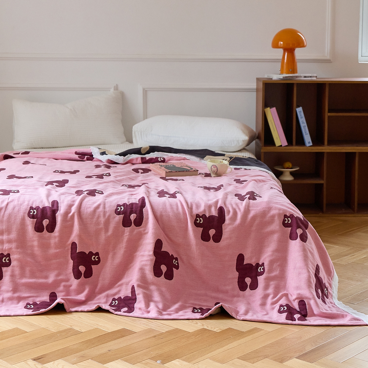 91家纺网 家纺一手货源 找家纺 沐瑟家纺 2026新款A类全棉纱布泡芙被夏被被子被芯 玩偶猫