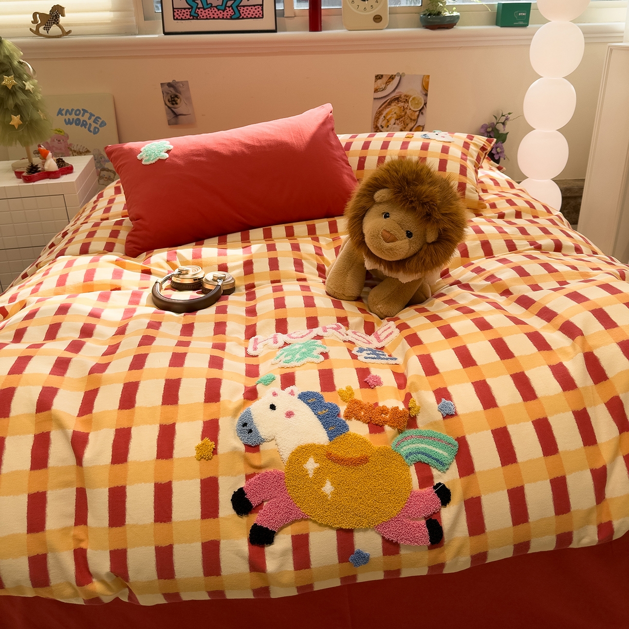 91家纺网 家纺一手货源 找家纺 珺柔家纺 2026新款马年全棉纯棉磨毛新春款四件套 HORSE发生