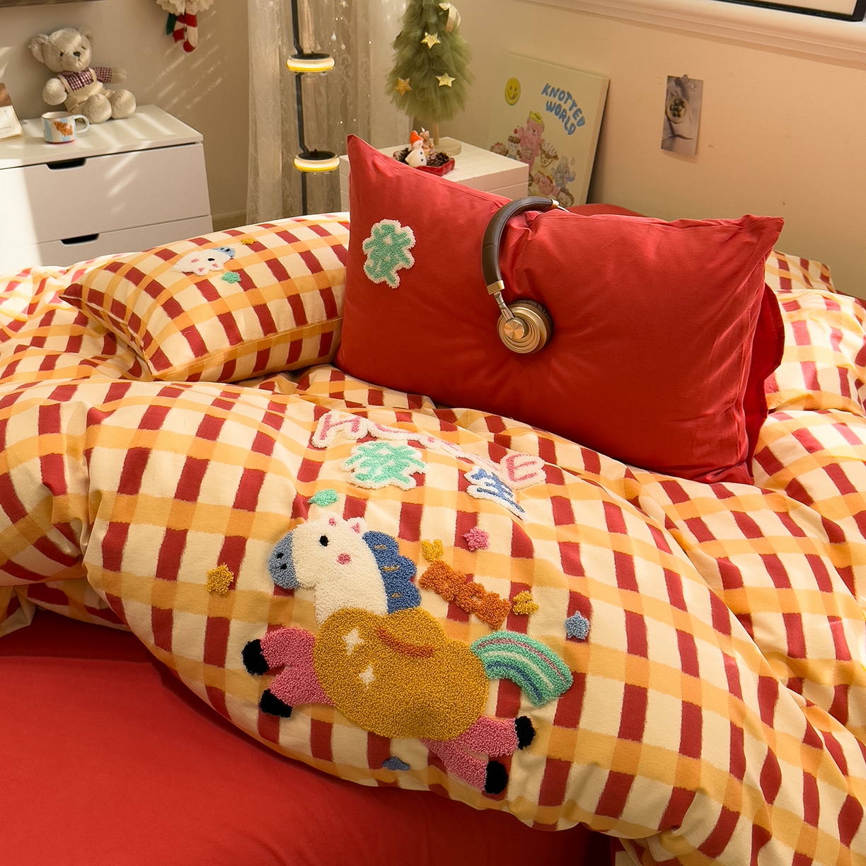 91家纺网 家纺一手货源 找家纺 （总）珺柔家纺 2026新款马年全棉纯棉磨毛新春款四件套