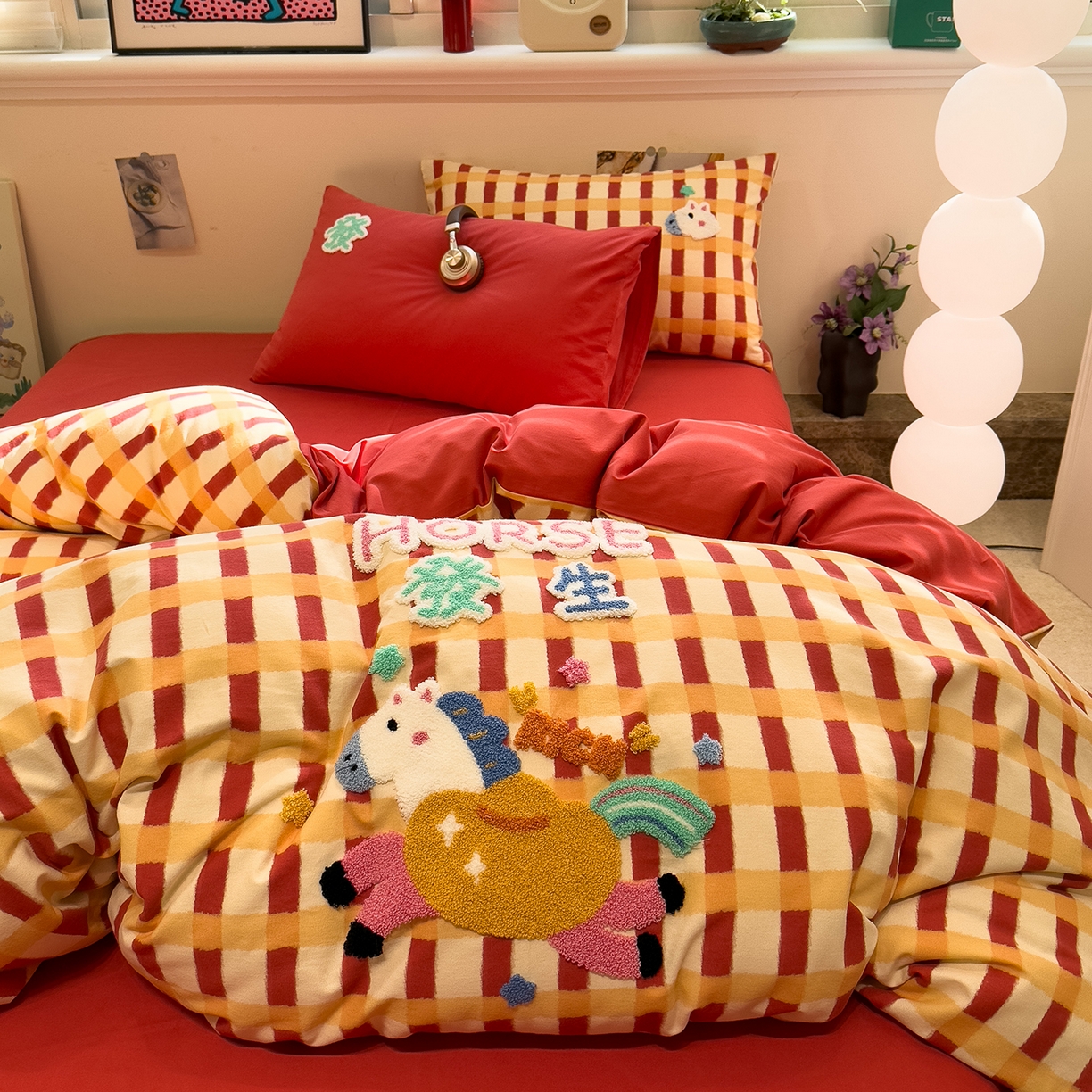 91家纺网 家纺一手货源 找家纺 （总）珺柔家纺 2026新款马年全棉纯棉磨毛新春款四件套