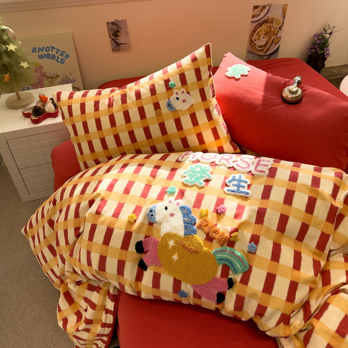 91家纺网 家纺一手货源 找家纺 （总）珺柔家纺 2026新款马年全棉纯棉磨毛新春款四件套