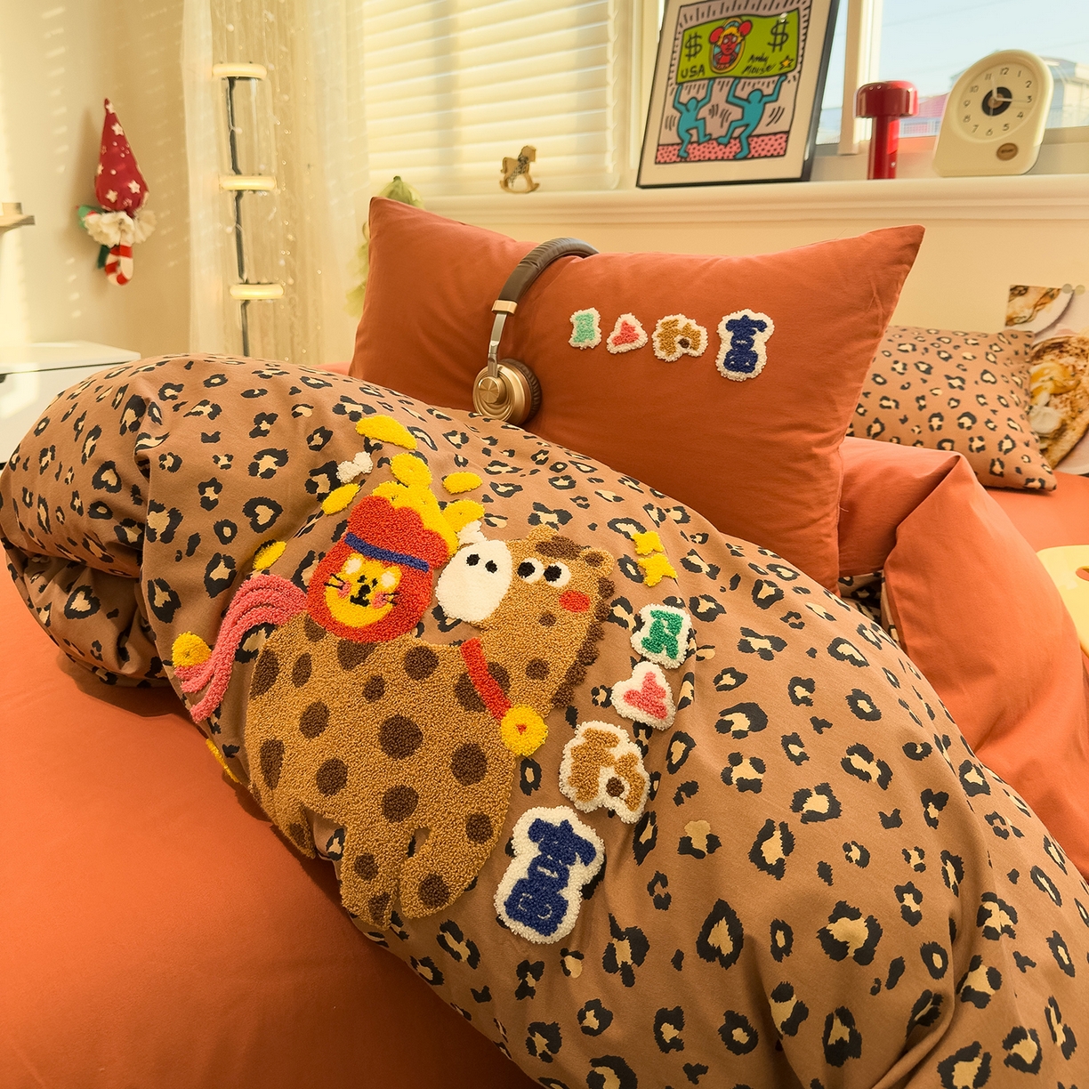 91家纺网 家纺一手货源 找家纺 珺柔家纺 2026新款马年全棉纯棉磨毛新春款四件套 马上豹富