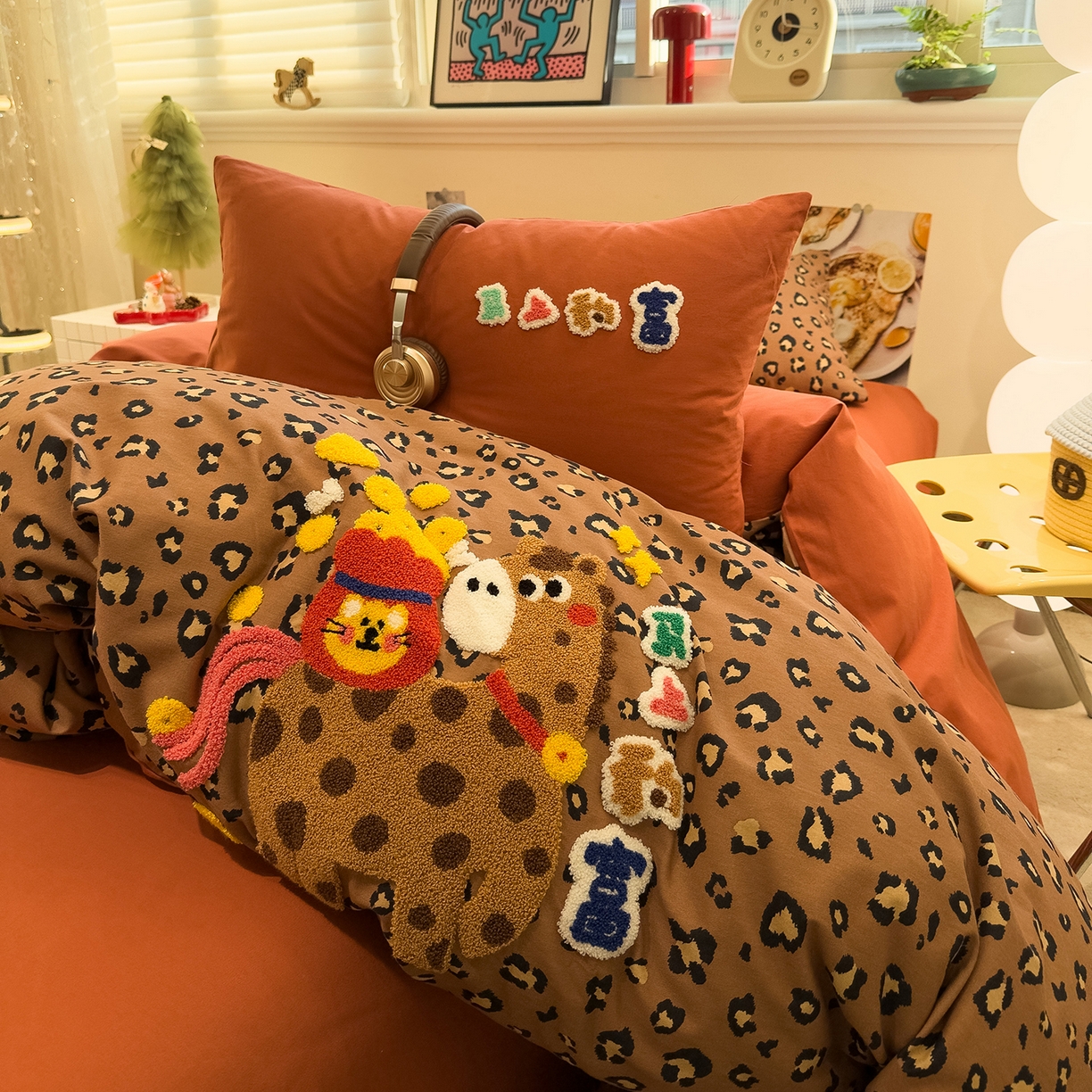 91家纺网 家纺一手货源 找家纺 珺柔家纺 2026新款马年全棉纯棉磨毛新春款四件套 马上豹富