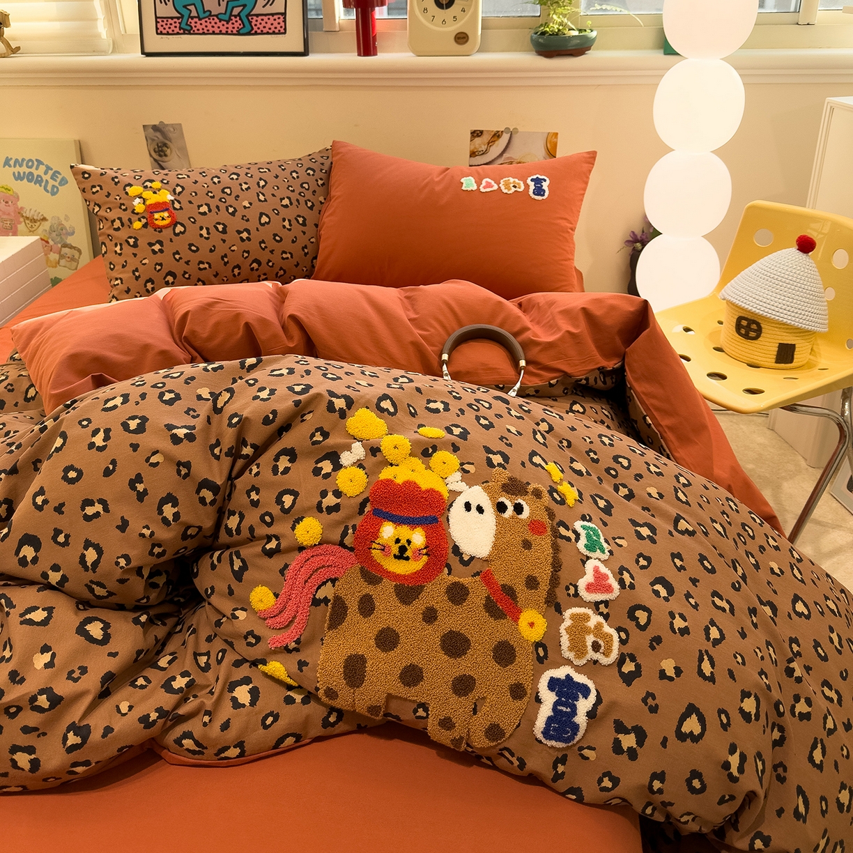 91家纺网 家纺一手货源 找家纺 珺柔家纺 2026新款马年全棉纯棉磨毛新春款四件套 马上豹富