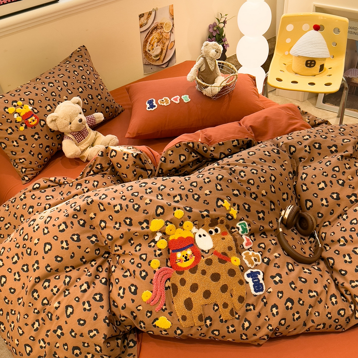 91家纺网 家纺一手货源 找家纺 珺柔家纺 2026新款马年全棉纯棉磨毛新春款四件套 马上豹富