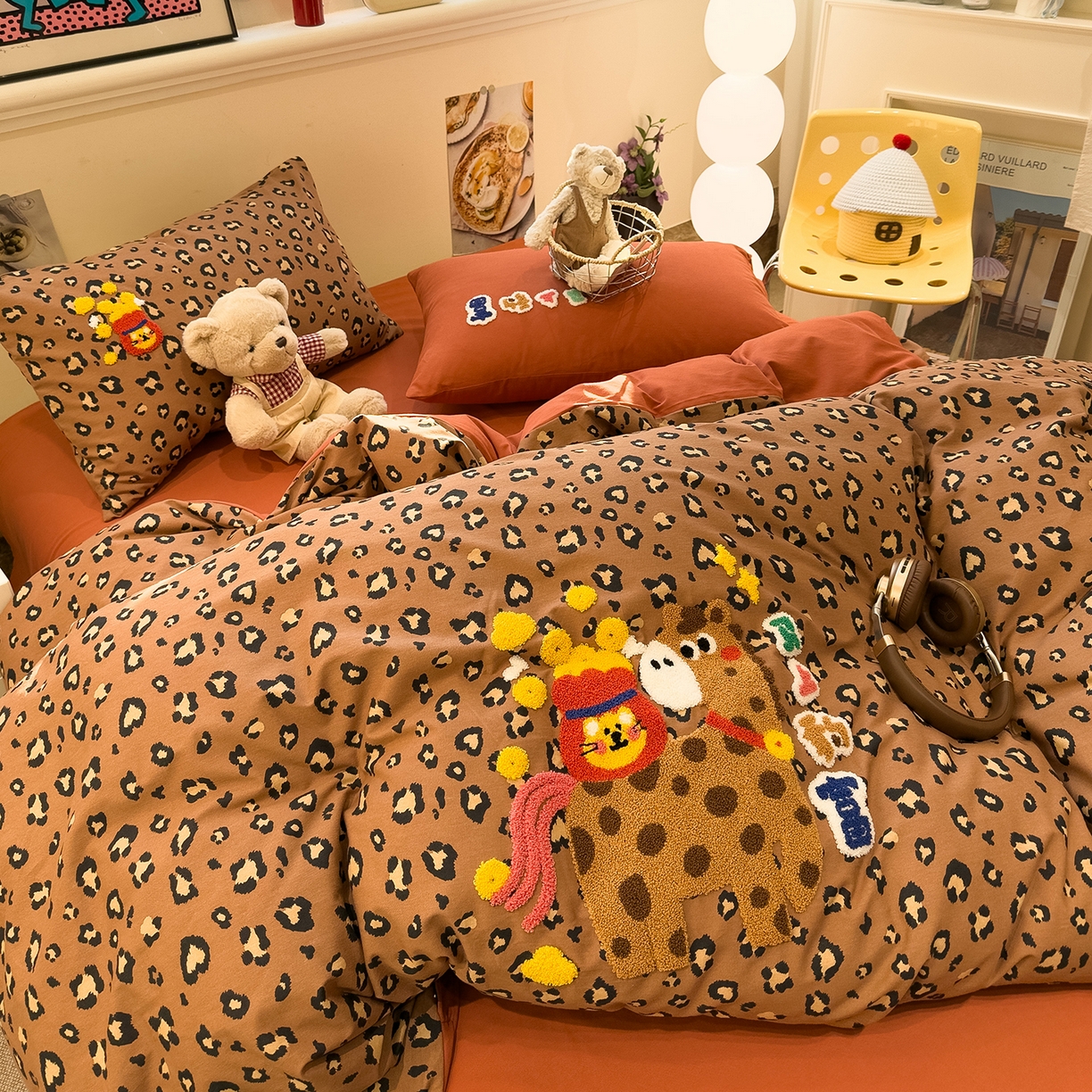 91家纺网 家纺一手货源 找家纺 珺柔家纺 2026新款马年全棉纯棉磨毛新春款四件套 马上豹富