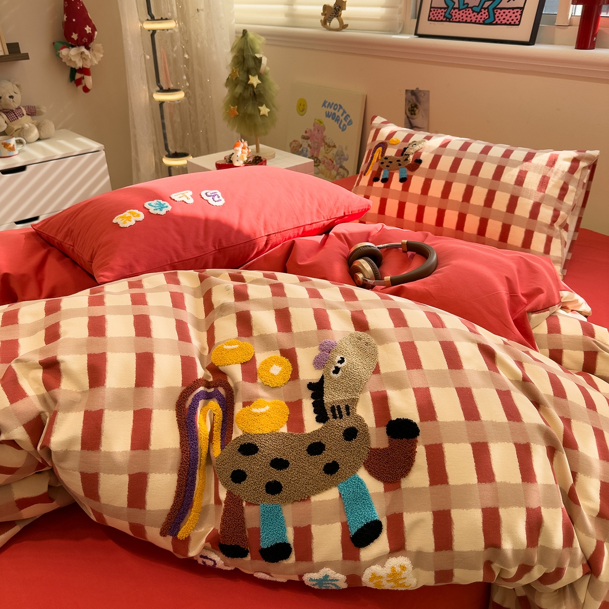 91家纺网 家纺一手货源 找家纺 珺柔家纺 2026新款马年全棉纯棉磨毛新春款四件套 马上有钱