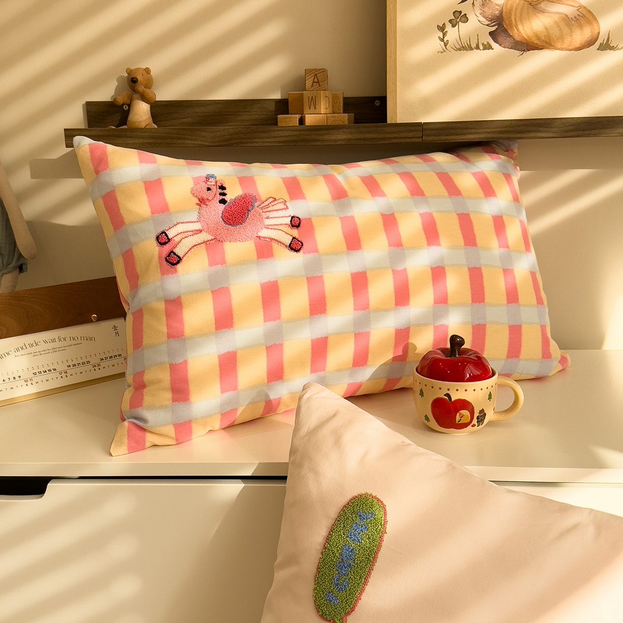 91家纺网 家纺一手货源 找家纺 珺柔家纺 2026新款马年全棉纯棉磨毛新春款四件套 小粉马