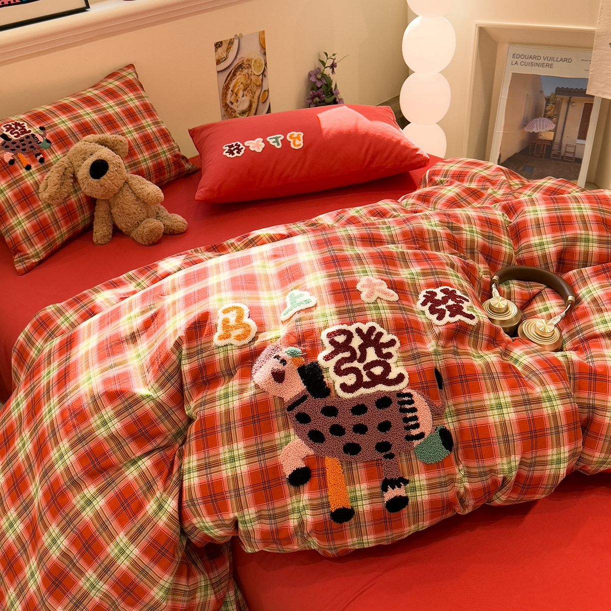 91家纺网 家纺一手货源 找家纺 珺柔家纺 2026新款马年全棉纯棉磨毛新春款四件套 马上大发