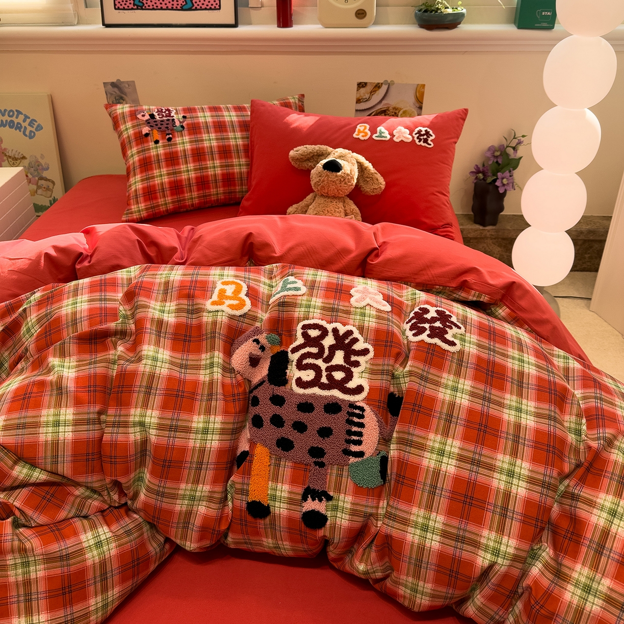 91家纺网 家纺一手货源 找家纺 珺柔家纺 2026新款马年全棉纯棉磨毛新春款四件套 马上大发