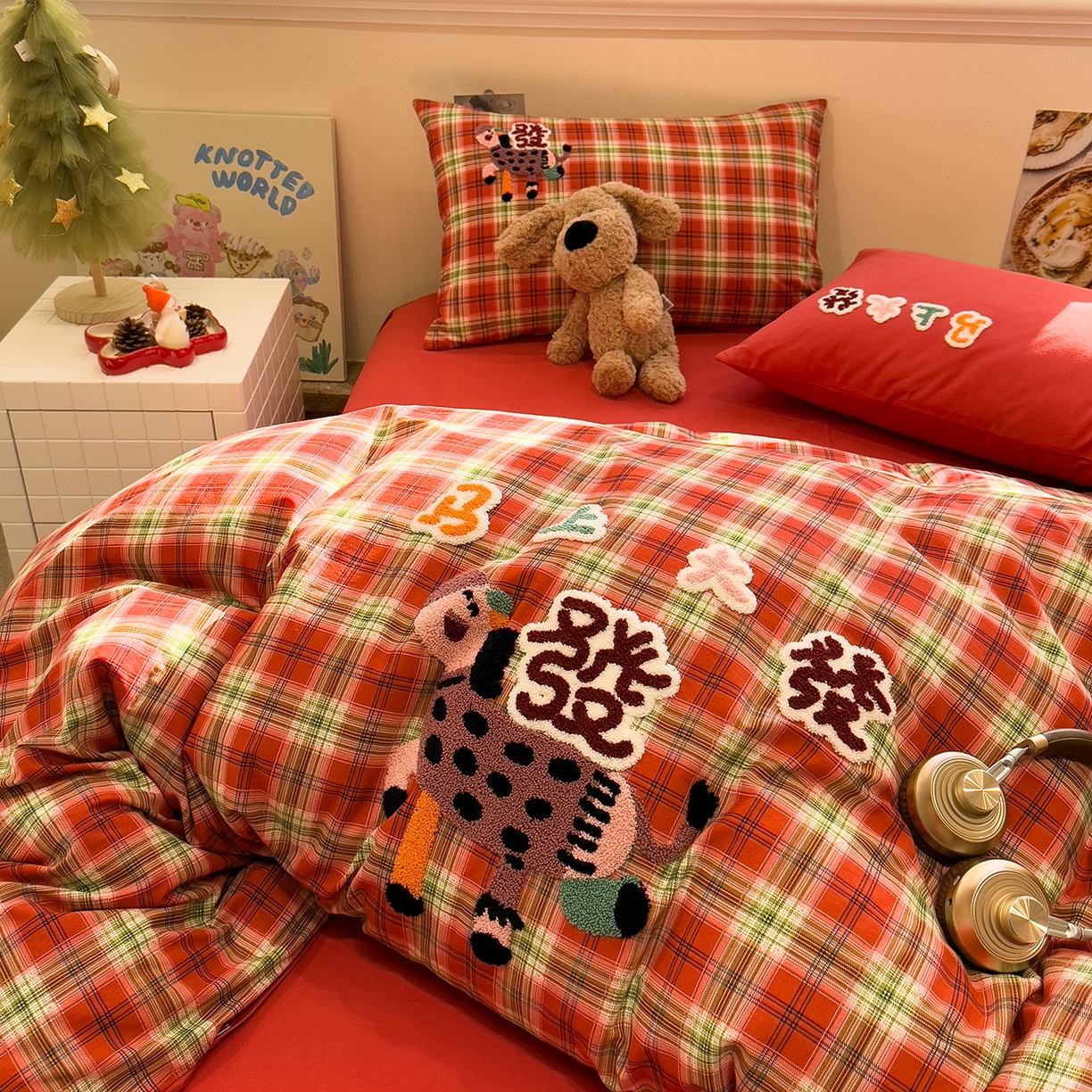 91家纺网 家纺一手货源 找家纺 珺柔家纺 2026新款马年全棉纯棉磨毛新春款四件套 马上大发