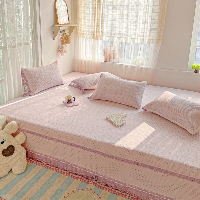 91家纺网 家纺一手货源 找家纺 （总）源舜家纺 2026新款全棉双层纱棉花边榻榻米炕盖款