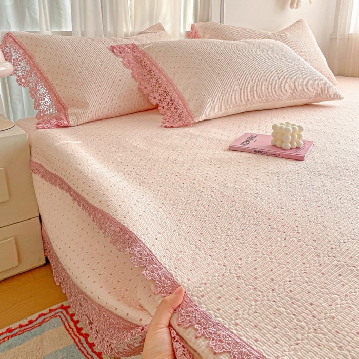 91家纺网 家纺一手货源 找家纺 （总）源舜家纺 2026新款全棉双层纱棉花边榻榻米炕盖款