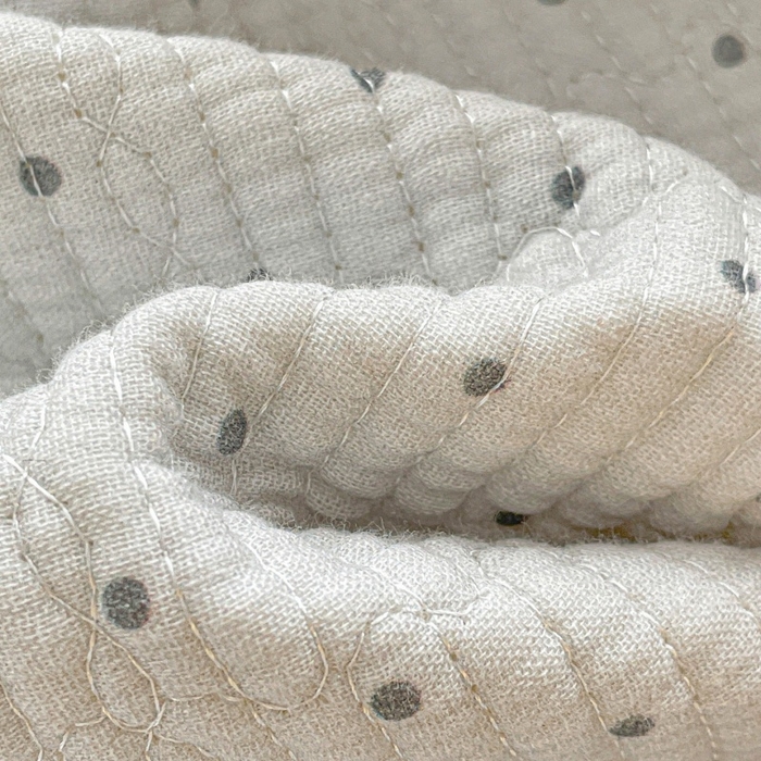 91家纺网 家纺一手货源 找家纺 源舜家纺 2026新款全棉双层纱棉花边榻榻米炕盖款 波点灰