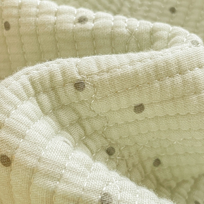 91家纺网 家纺一手货源 找家纺 源舜家纺 2026新款全棉双层纱棉花边榻榻米炕盖款 波点绿