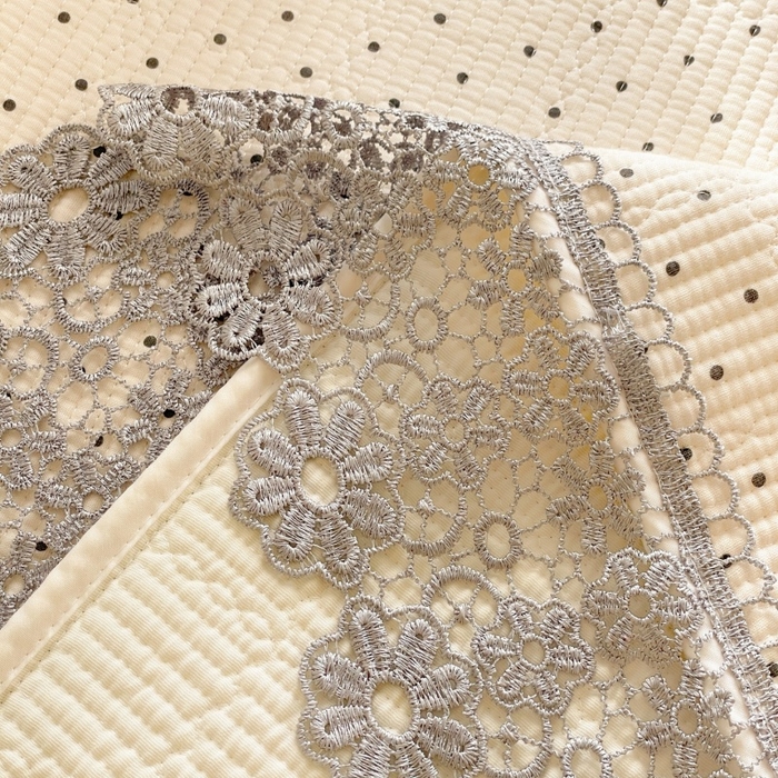 91家纺网 家纺一手货源 找家纺 源舜家纺 2026新款全棉双层纱棉花边榻榻米炕盖款 波点米