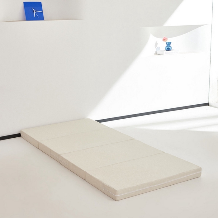 91家纺网 家纺一手货源 找家纺 小豚鼠 2025新款亲肤舒适四折垫 米白-高弹款