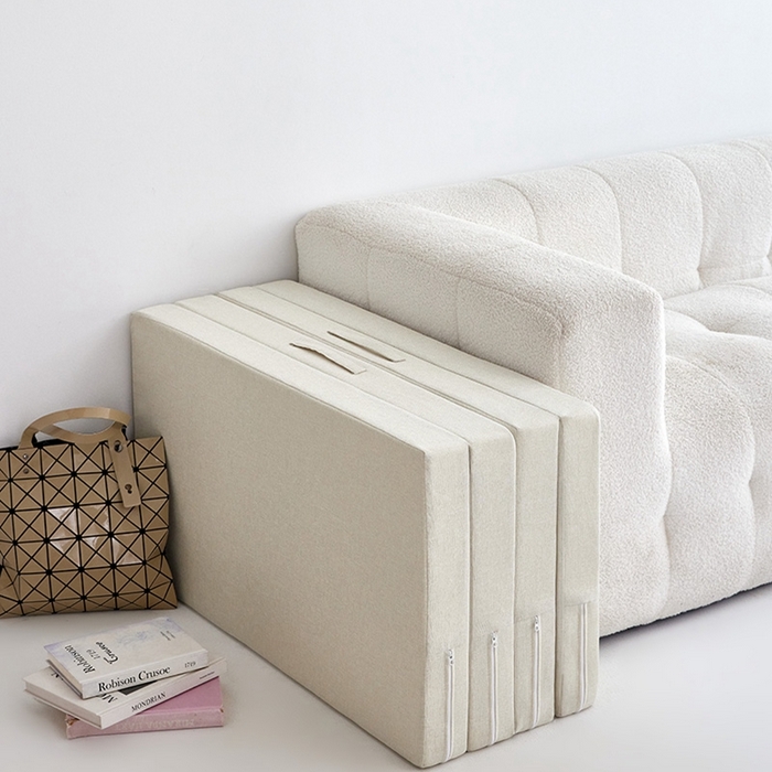 91家纺网 家纺一手货源 找家纺 小豚鼠 2025新款亲肤舒适四折垫 米白-高弹款