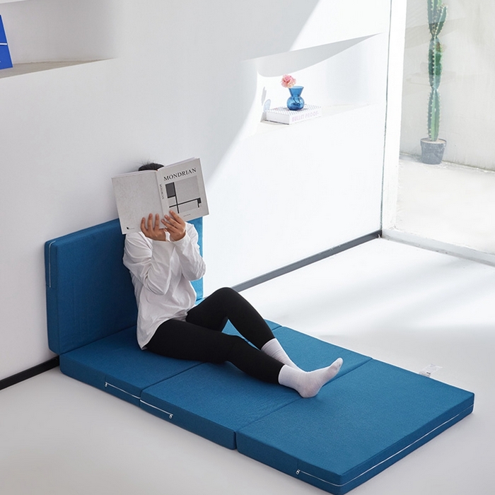 91家纺网 家纺一手货源 找家纺 小豚鼠 2025新款亲肤舒适四折垫 天湖蓝-高弹款