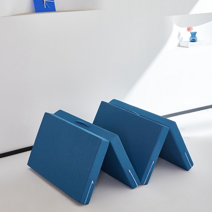 91家纺网 家纺一手货源 找家纺 小豚鼠 2025新款亲肤舒适四折垫 天湖蓝-高弹款