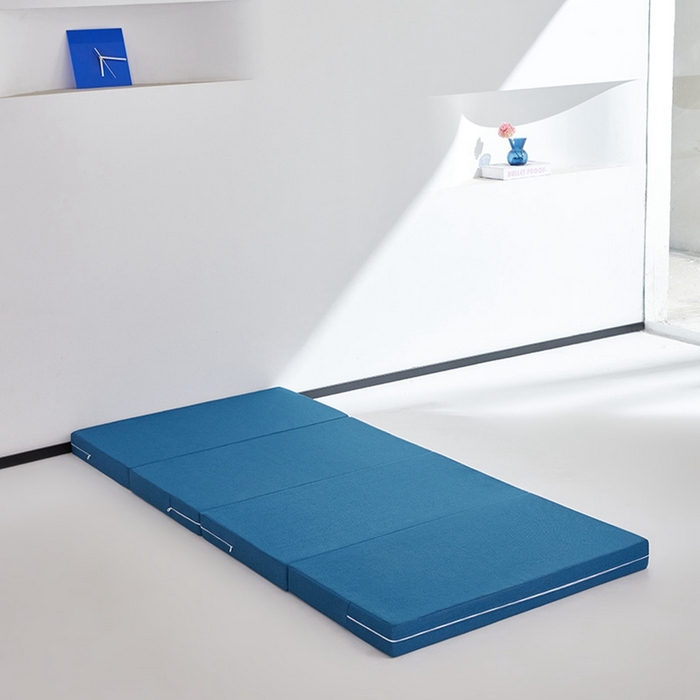 91家纺网 家纺一手货源 找家纺 小豚鼠 2025新款亲肤舒适四折垫 天湖蓝-高弹款