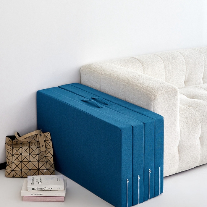 91家纺网 家纺一手货源 找家纺 小豚鼠 2025新款亲肤舒适四折垫 天湖蓝-高弹款