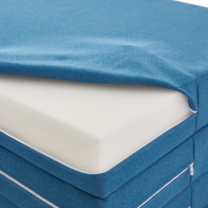 91家纺网 家纺一手货源 找家纺 小豚鼠 2025新款亲肤舒适四折垫 天湖蓝-高弹款