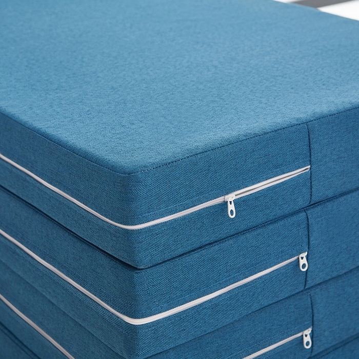 91家纺网 家纺一手货源 找家纺 小豚鼠 2025新款亲肤舒适四折垫 天湖蓝-高弹款