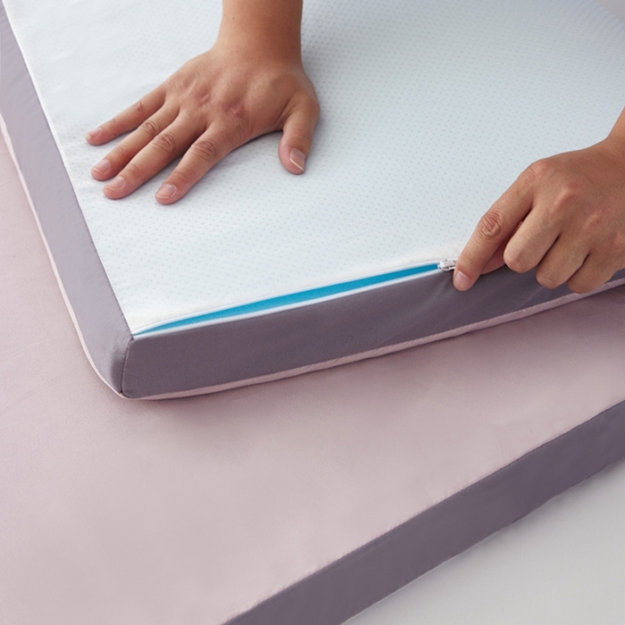 91家纺网 家纺一手货源 找家纺 小豚鼠 2025新款拼色高弹海绵垫（质保3年不塌陷） 粉+灰