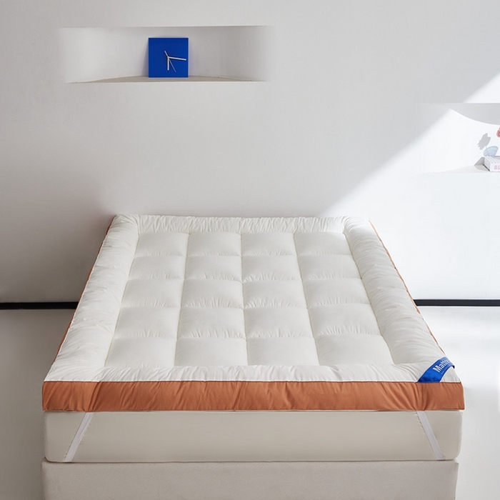 小豚鼠 2025新款拼色羽丝绒床垫 白+橙