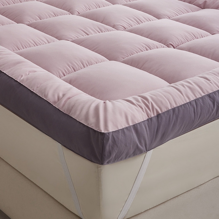 91家纺网 家纺一手货源 找家纺 小豚鼠 2025新款拼色羽丝绒床垫 粉+灰