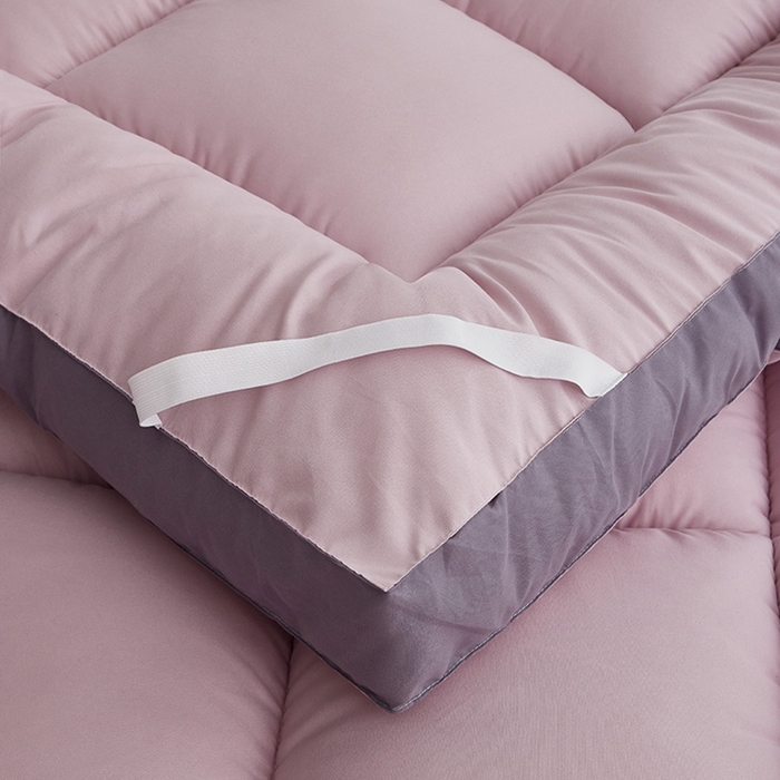 91家纺网 家纺一手货源 找家纺 小豚鼠 2025新款拼色羽丝绒床垫 粉+灰