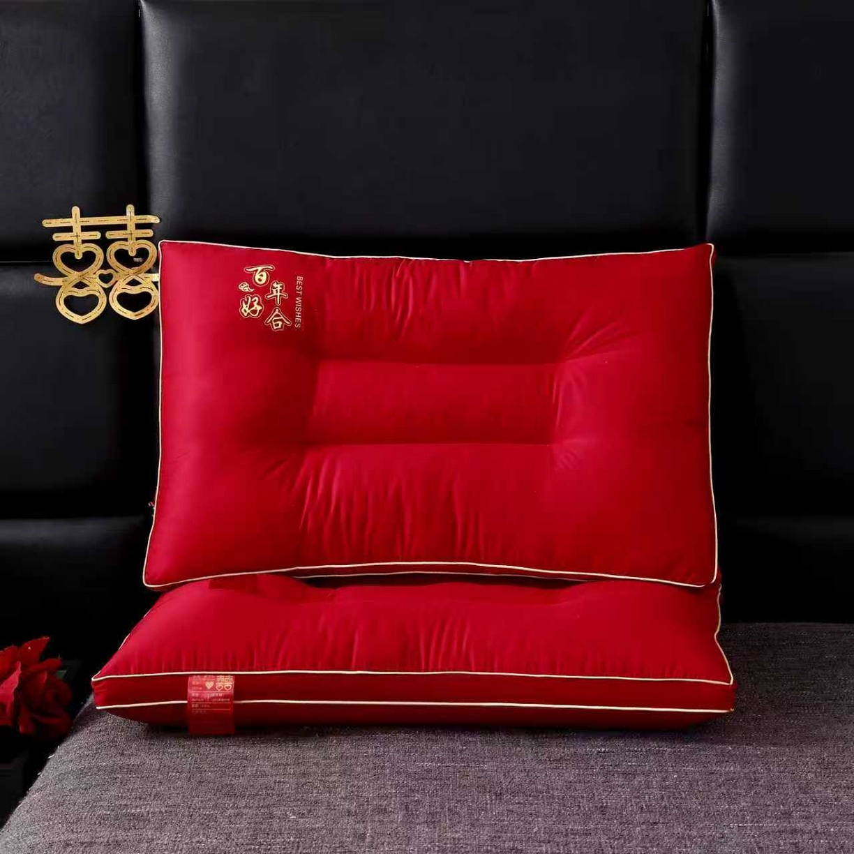 91家纺网 家纺一手货源 找家纺 （总）云熙枕业 2026新款全棉纯棉立体定型大红婚庆护颈枕枕头枕芯