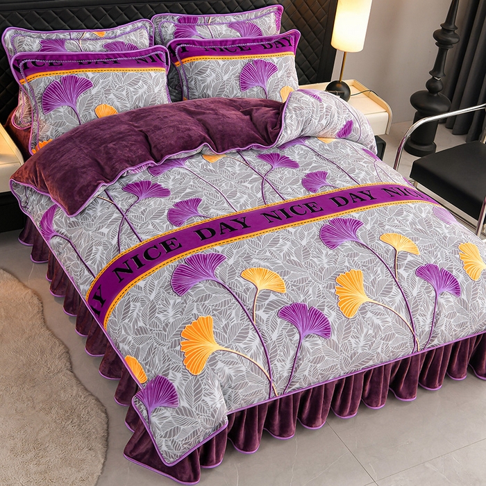 91家纺网 家纺一手货源 找家纺 诺梵家纺 2025新款8斤加厚保暖金貂绒牛奶绒印花四件套 紫气东来