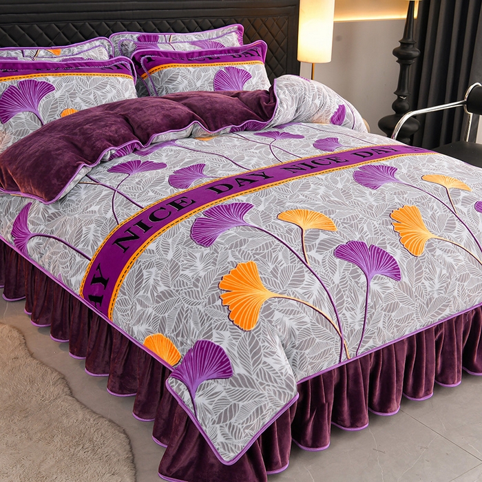 91家纺网 家纺一手货源 找家纺 诺梵家纺 2025新款8斤加厚保暖金貂绒牛奶绒印花四件套 紫气东来