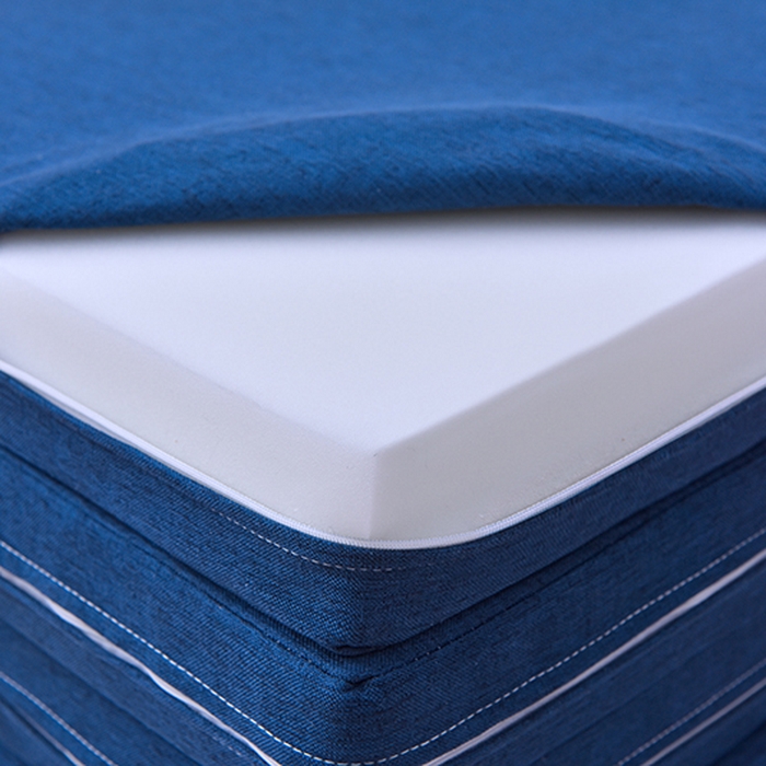 91家纺网 家纺一手货源 找家纺 小豚鼠 2025新款亚麻四折多功能四季床垫 墨青蓝